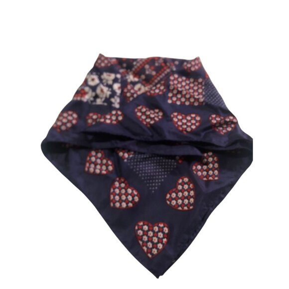 Red White Blue Multi Print Floral Heart Neck Scarf Patriotic USA America - Picture 10 of 16